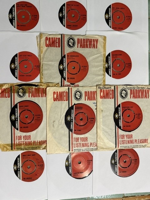 12 Original 45s, 60s CAMEO PARKWAY Collectors PACK, Some In Original Sleeves, Mostly M-,  includes sound-filed tracks