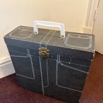 Vintage 1970s 12 Inch Record Box hold approx 40 records with {Rare jeans print on box } 