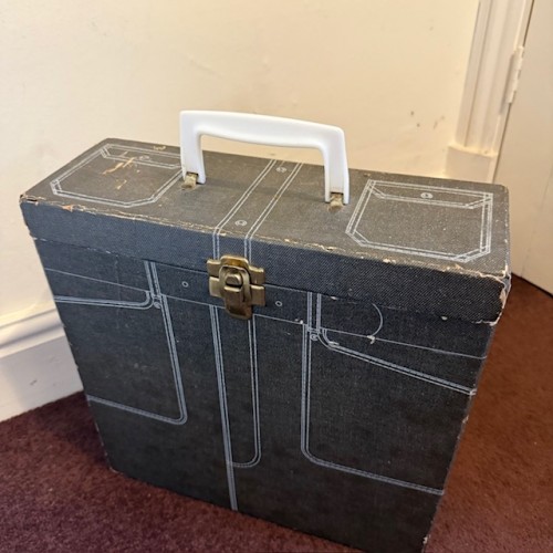 Vintage 1970s 12 Inch Record Box hold approx 40 records with {Rare jeans print on box } 